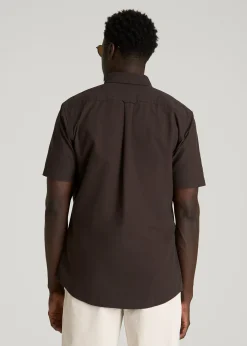 Short Sleeve Oxford Button Shirt for Tall Men
