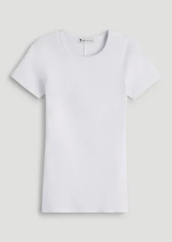 Short Sleeve Ribbed Crewneck T-Shirt for Tall Women