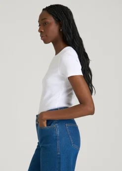 Short Sleeve Ribbed Crewneck T-Shirt for Tall Women
