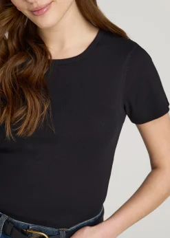 Short Sleeve Ribbed Crewneck T-Shirt for Tall Women