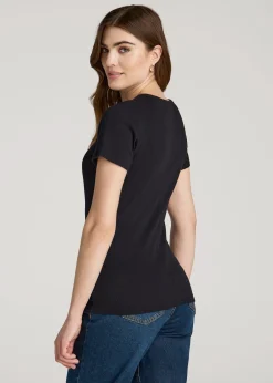 Short Sleeve Ribbed Crewneck T-Shirt for Tall Women