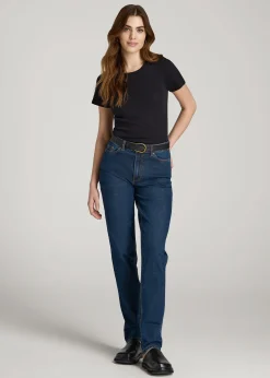 Short Sleeve Ribbed Crewneck T-Shirt for Tall Women