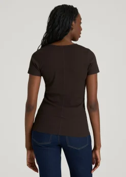 Short Sleeve Ribbed Crewneck T-Shirt for Tall Women