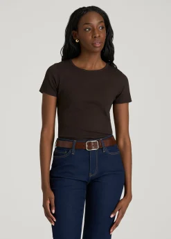 Short Sleeve Ribbed Crewneck T-Shirt for Tall Women