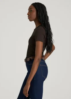 Short Sleeve Ribbed Crewneck T-Shirt for Tall Women