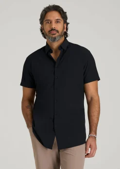 Short Sleeve Traveler Stretch Button Shirt for Tall Men