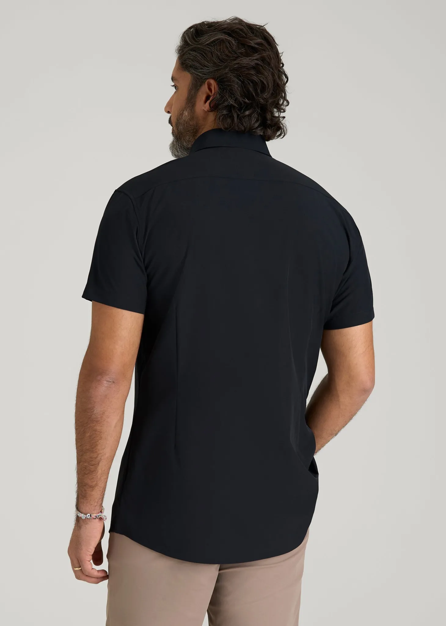 Short Sleeve Traveler Stretch Button Shirt for Tall Men