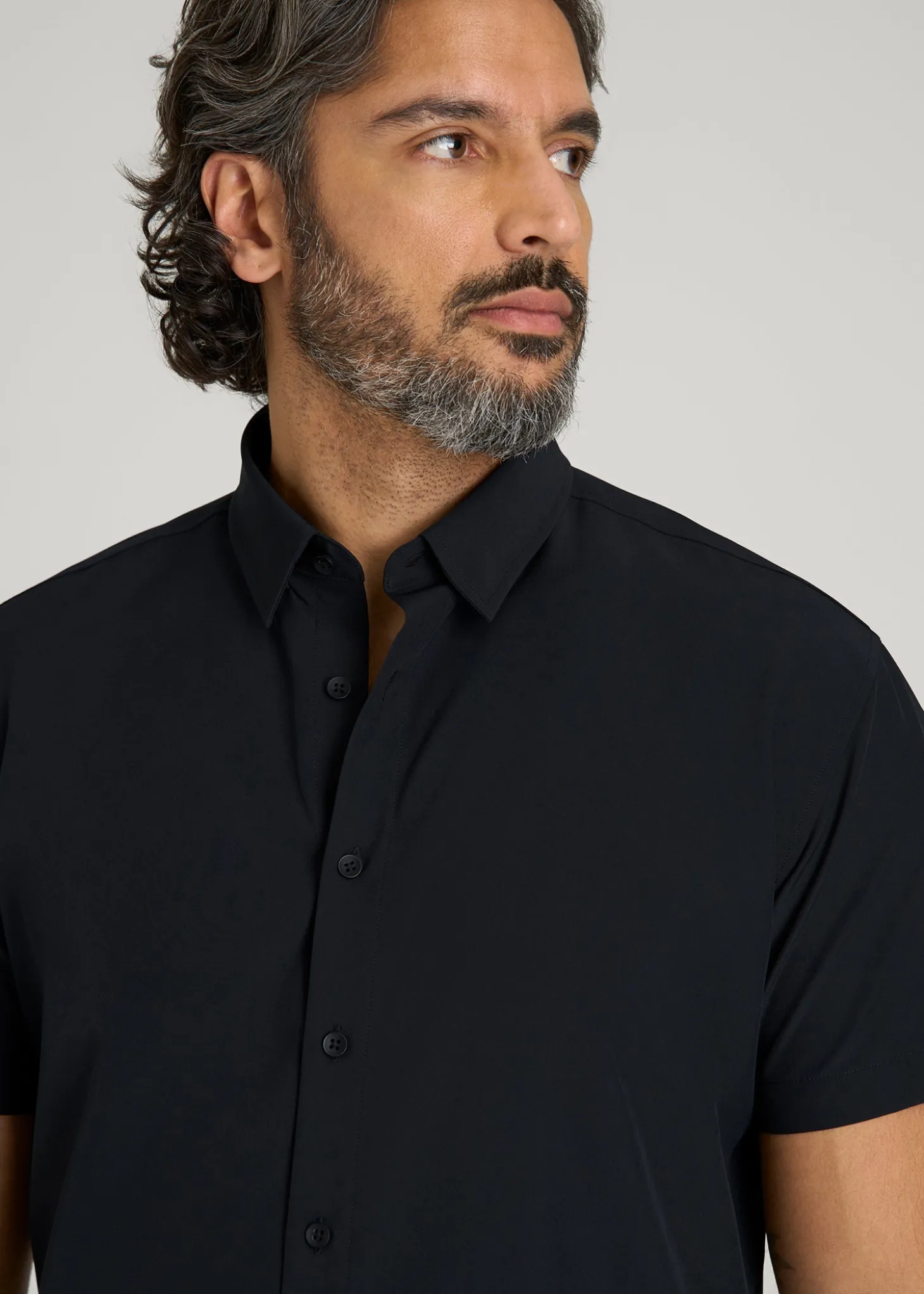 Short Sleeve Traveler Stretch Button Shirt for Tall Men