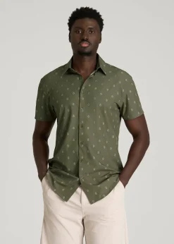 Short Sleeve Traveler Stretch Button Shirt for Tall Men