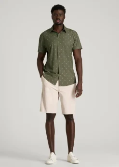 Short Sleeve Traveler Stretch Button Shirt for Tall Men