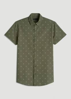 Short Sleeve Traveler Stretch Button Shirt for Tall Men
