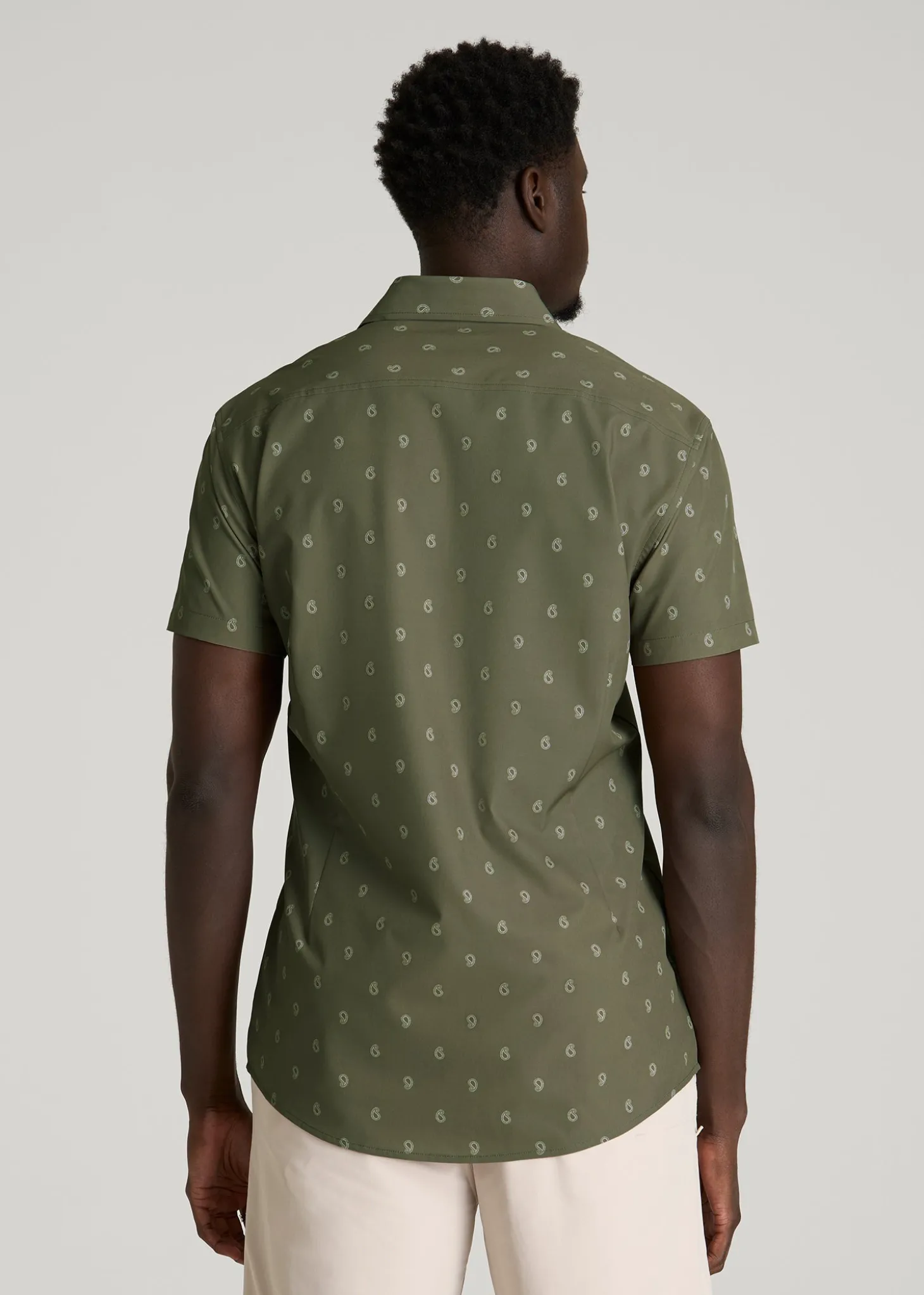 Short Sleeve Traveler Stretch Button Shirt for Tall Men