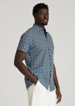Short Sleeve Traveler Stretch Button Shirt for Tall Men
