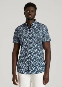 Short Sleeve Traveler Stretch Button Shirt for Tall Men