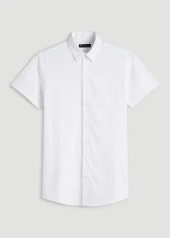 Short Sleeve Traveler Stretch Button Shirt for Tall Men