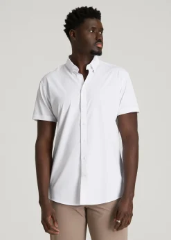 Short Sleeve Traveler Stretch Button Shirt for Tall Men