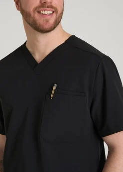 Short-Sleeve V-Neck Scrub Top for Tall Men