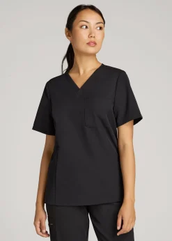Short Sleeve V-Neck Scrub Top for Tall Women