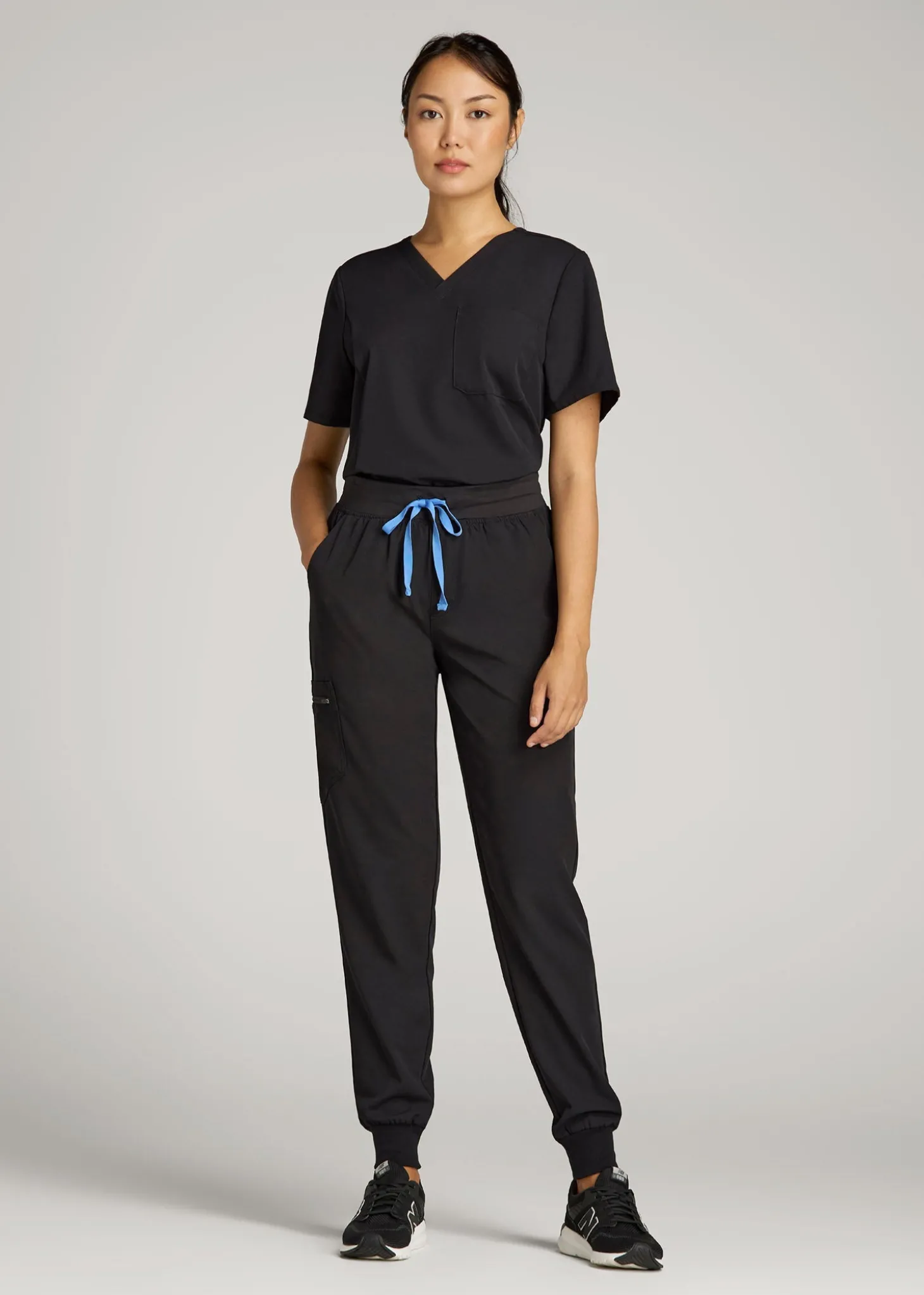 Short Sleeve V-Neck Scrub Top for Tall Women