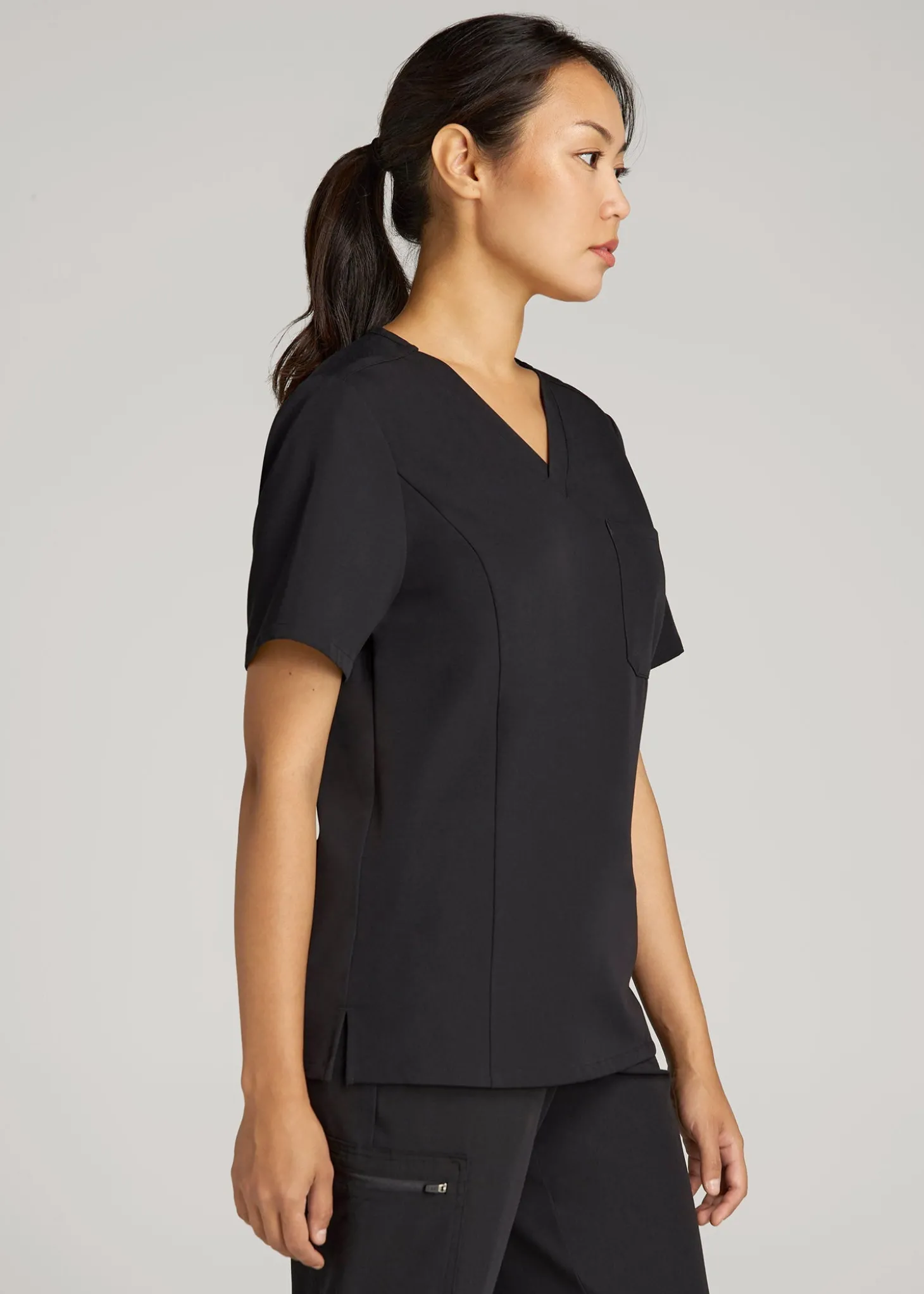 Short Sleeve V-Neck Scrub Top for Tall Women