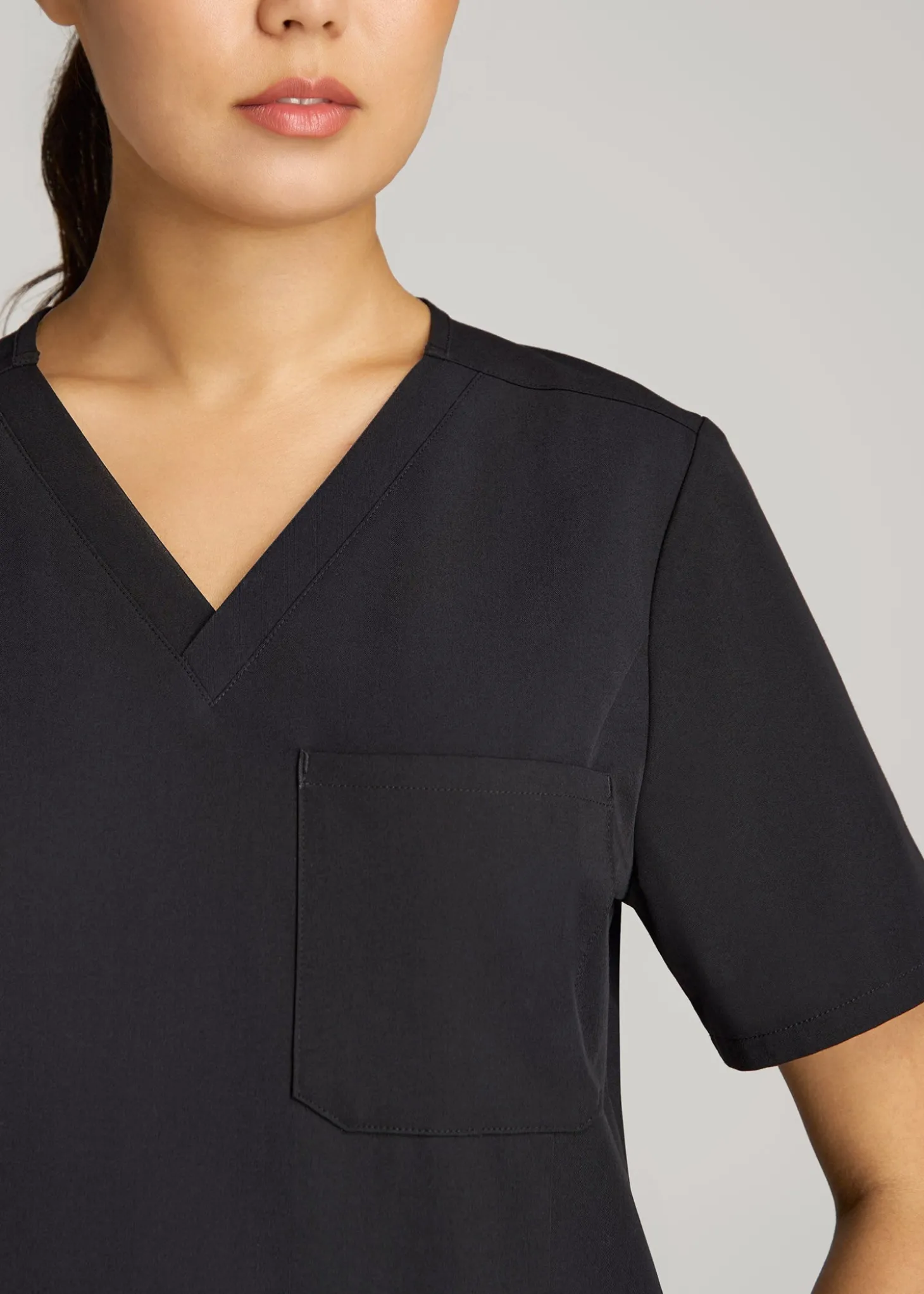 Short Sleeve V-Neck Scrub Top for Tall Women