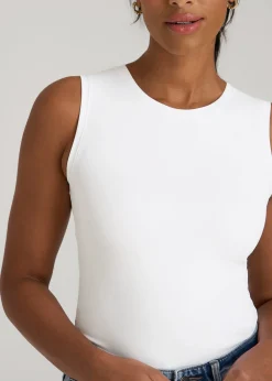 Sleeveless Crewneck Bodysuit for Tall Women
