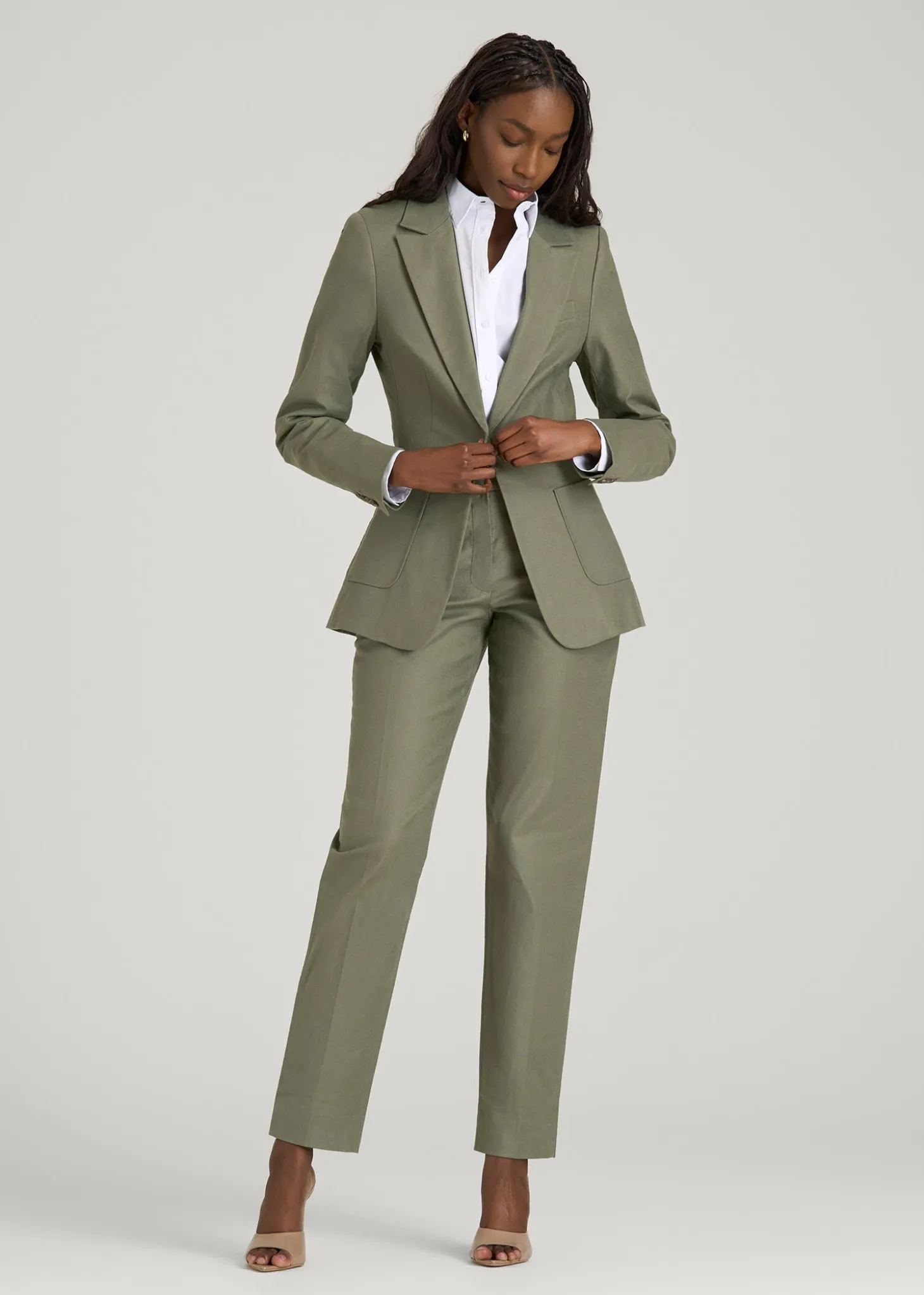 Slim Fit Linen Blend Blazer for Tall Women