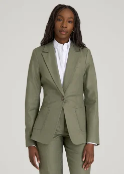 Slim Fit Linen Blend Blazer for Tall Women