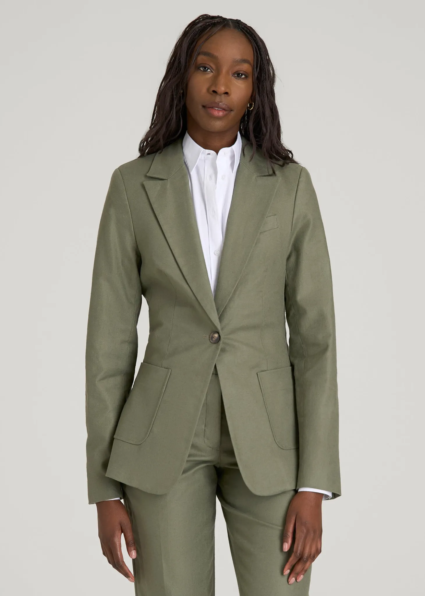 Slim Fit Linen Blend Blazer for Tall Women