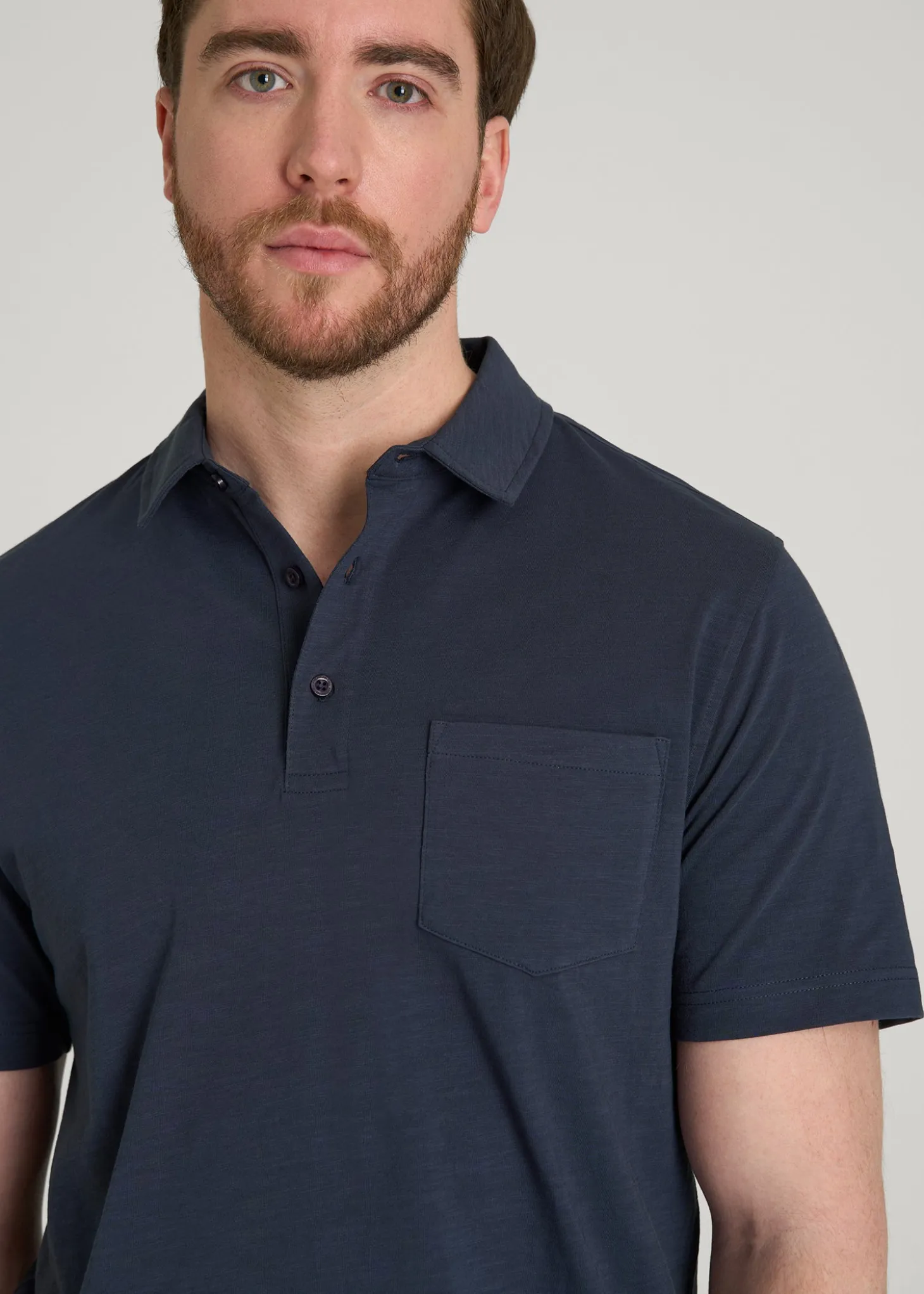 Slub Knit Polo with Pocket for Tall Men