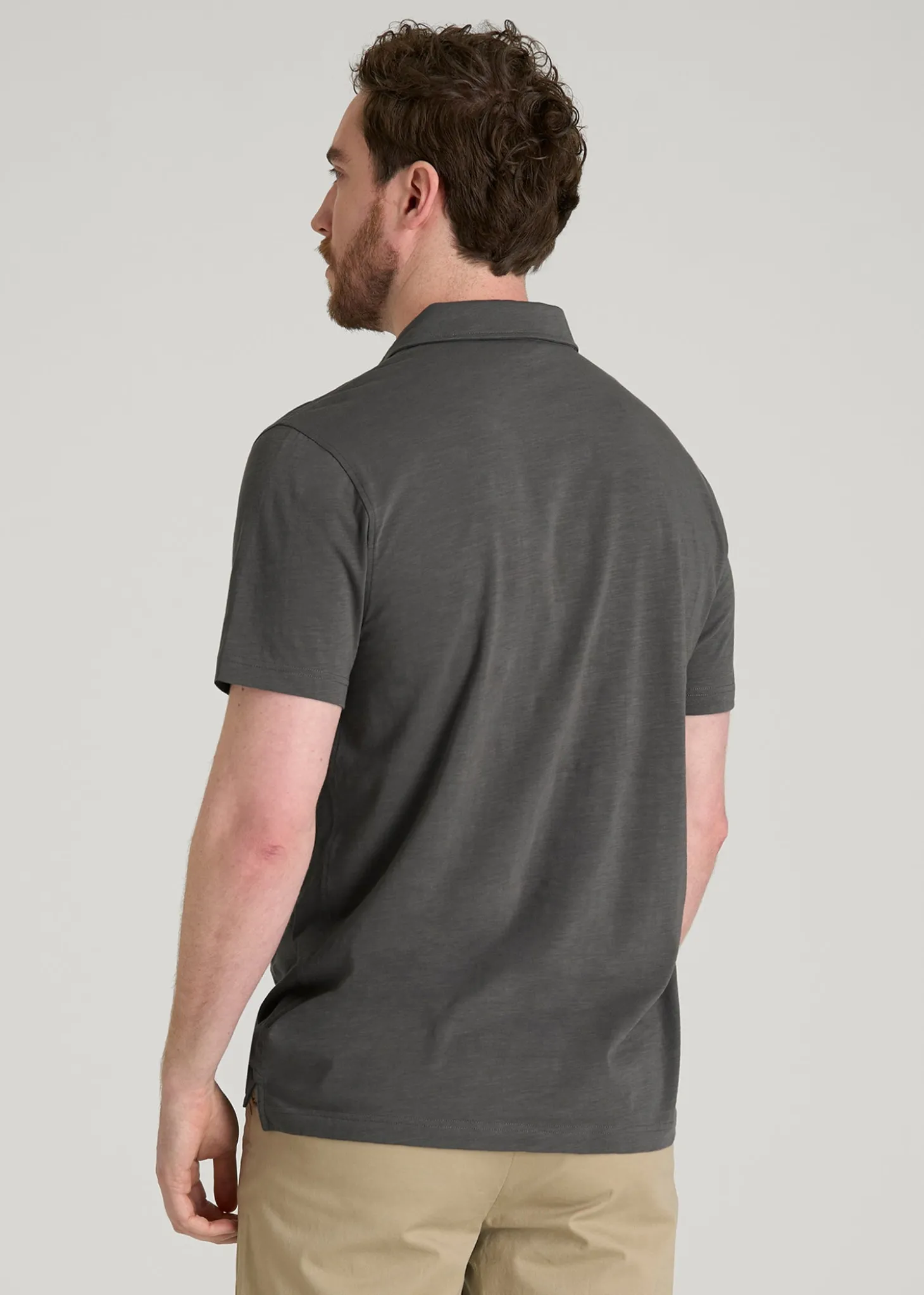 Slub Knit Polo with Pocket for Tall Men