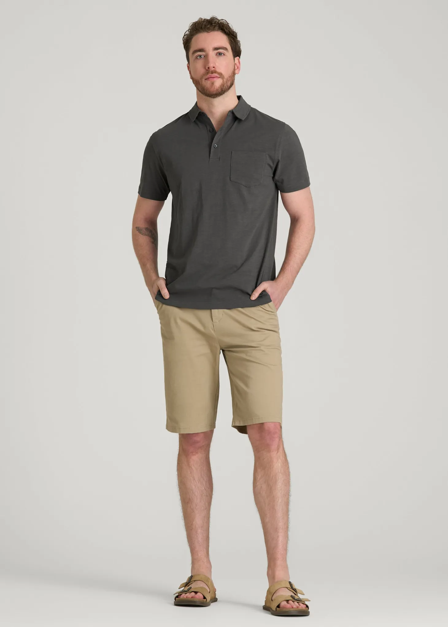 Slub Knit Polo with Pocket for Tall Men