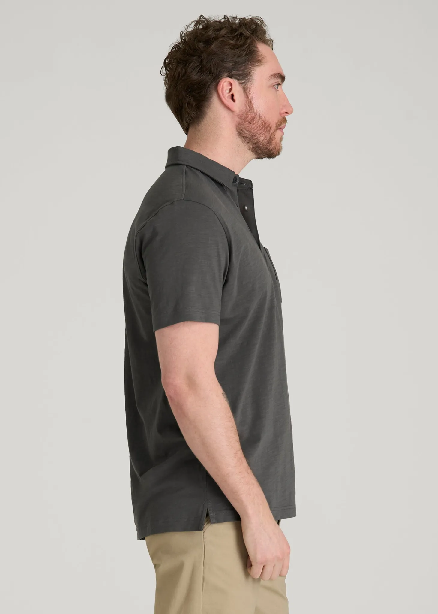 Slub Knit Polo with Pocket for Tall Men