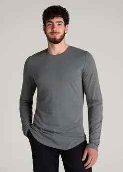 Slub Long Sleeve Scoop Tee for Tall Men