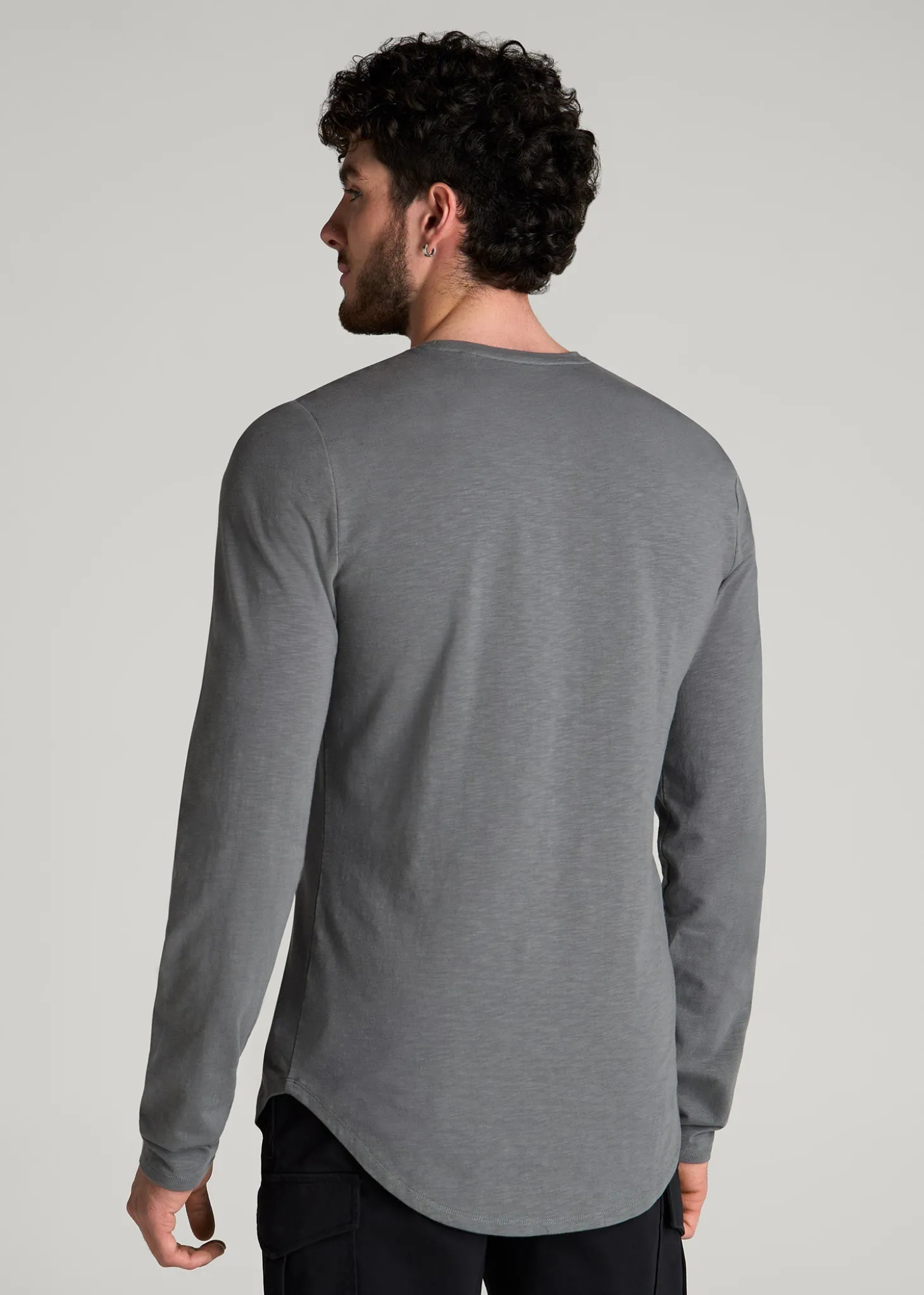 Slub Long Sleeve Scoop Tee for Tall Men