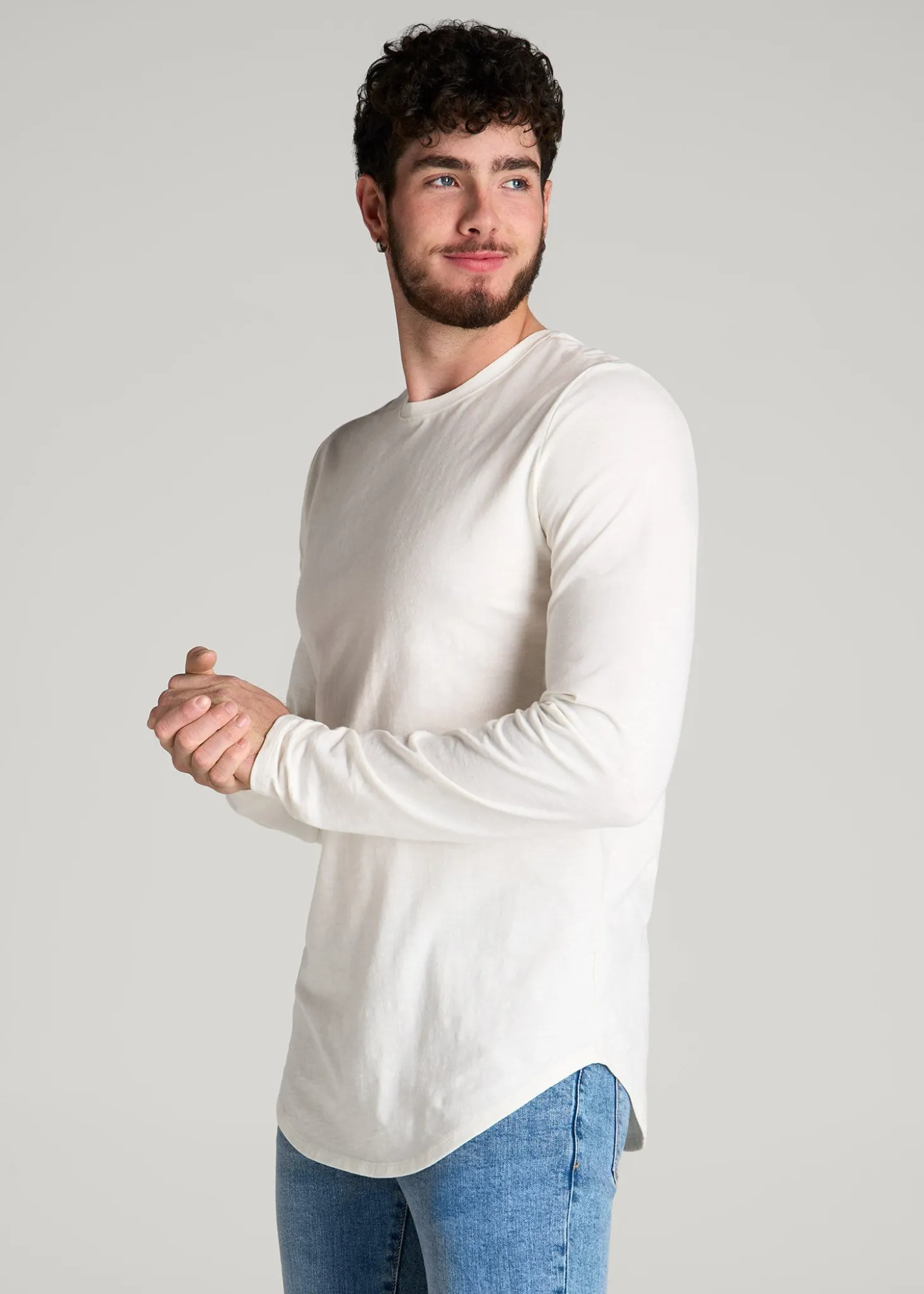 Slub Long Sleeve Scoop Tee for Tall Men