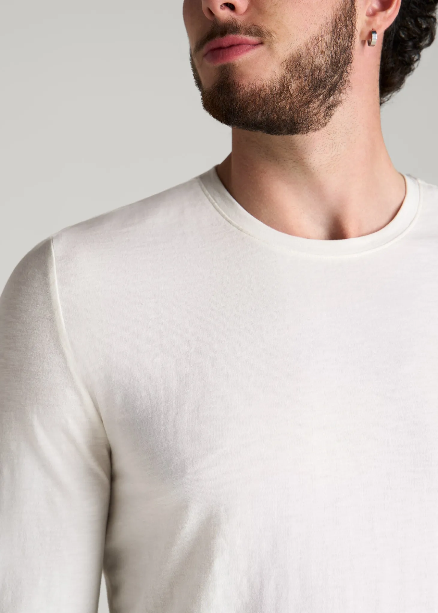 Slub Long Sleeve Scoop Tee for Tall Men