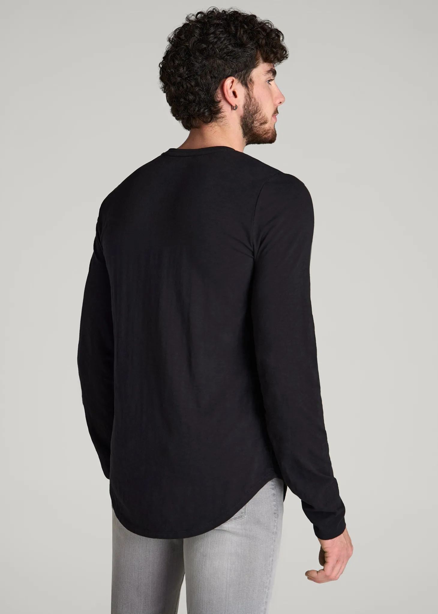 Slub Long Sleeve Scoop Tee for Tall Men
