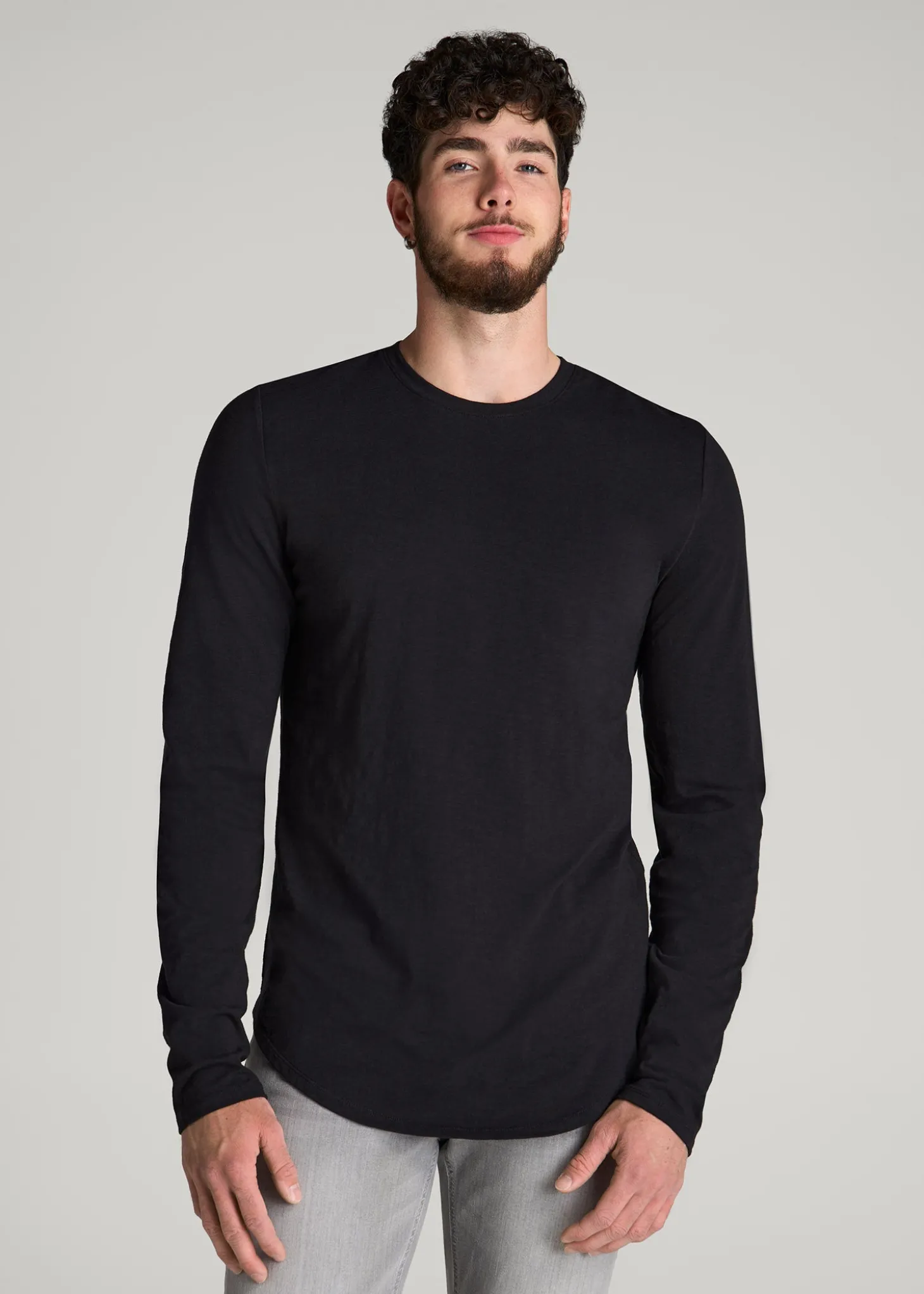 Slub Long Sleeve Scoop Tee for Tall Men