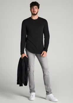 Slub Long Sleeve Scoop Tee for Tall Men