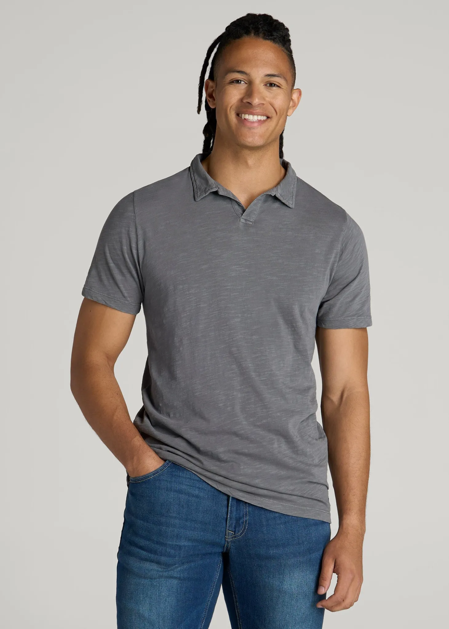 Slub Polo Shirt for Tall Men