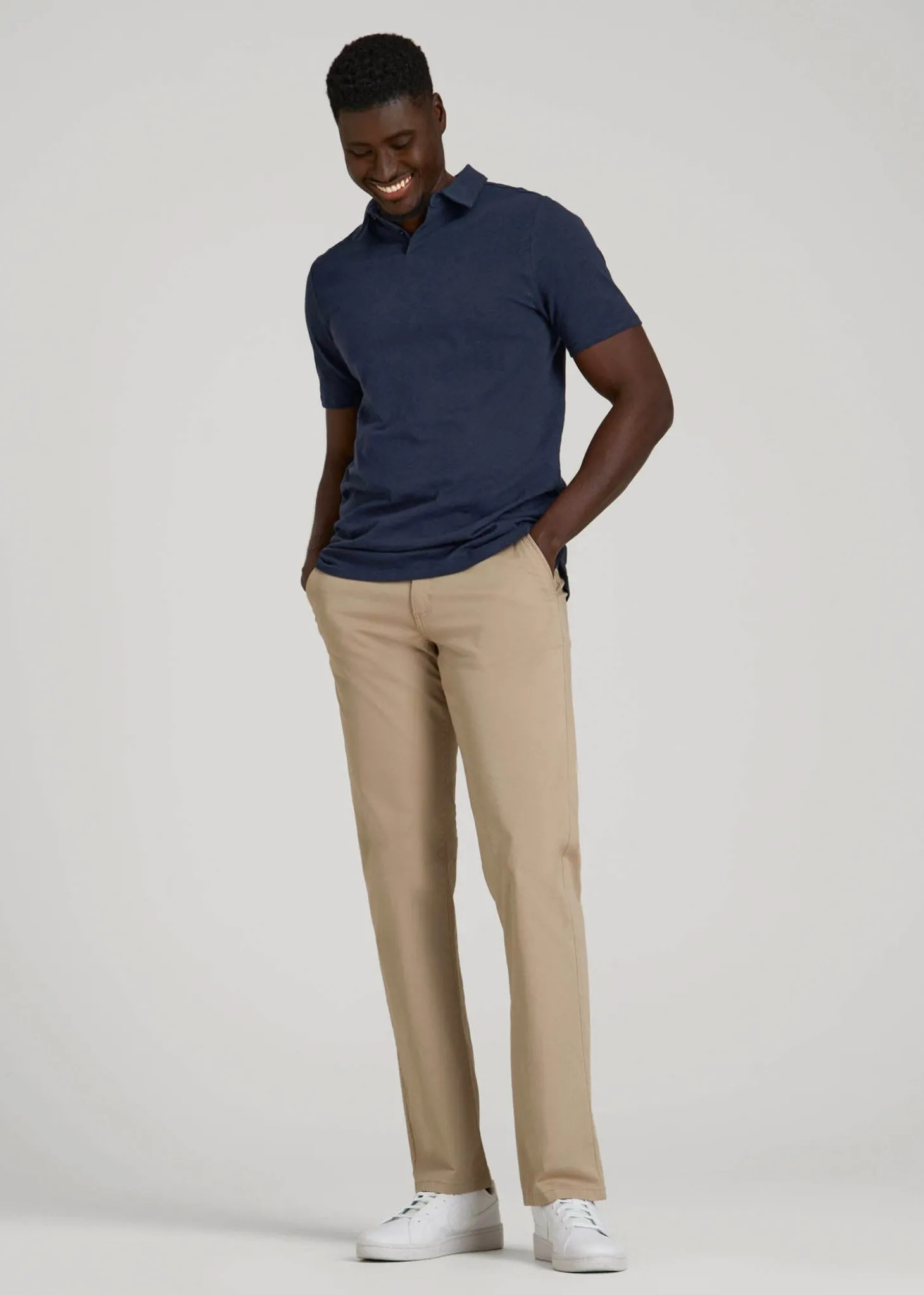 Slub Self Collar Polo Shirt for Tall Men