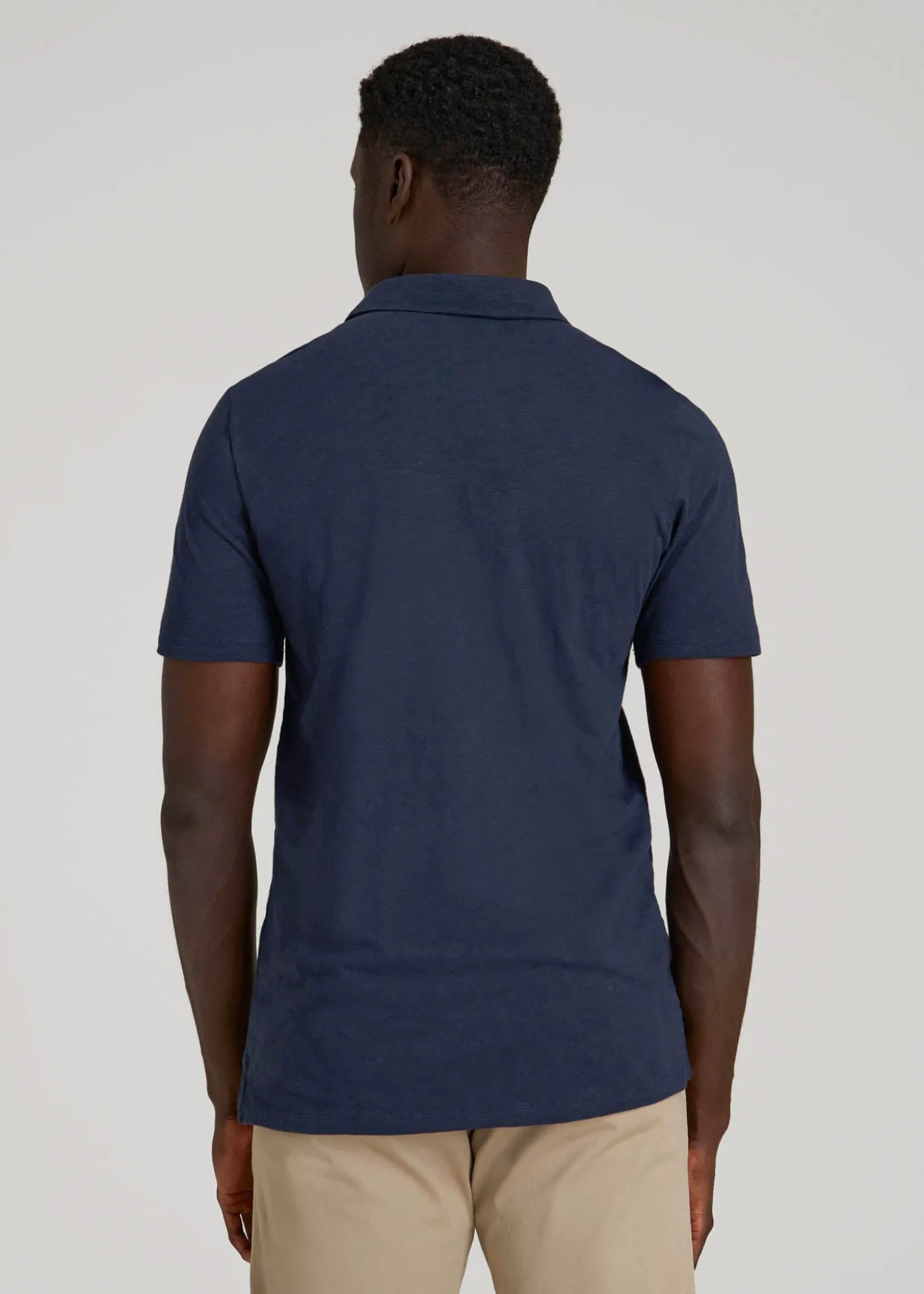 Slub Self Collar Polo Shirt for Tall Men