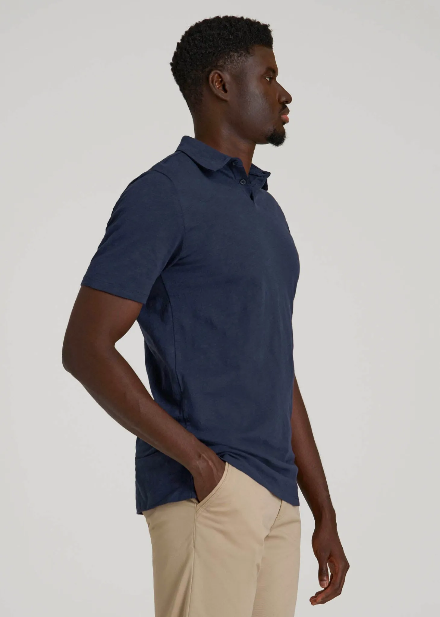 Slub Self Collar Polo Shirt for Tall Men