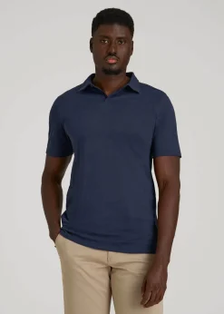 Slub Self Collar Polo Shirt for Tall Men