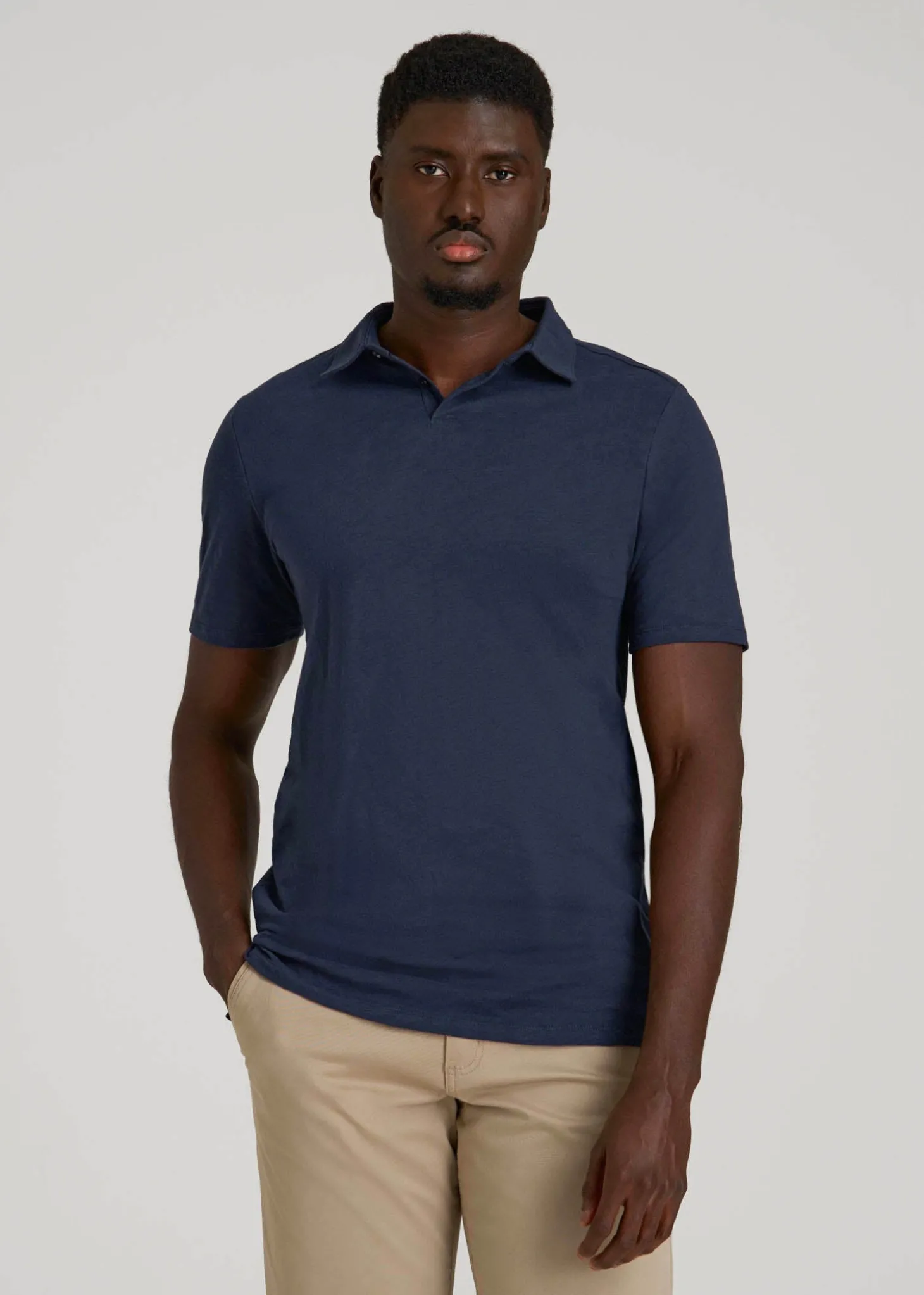 Slub Self Collar Polo Shirt for Tall Men