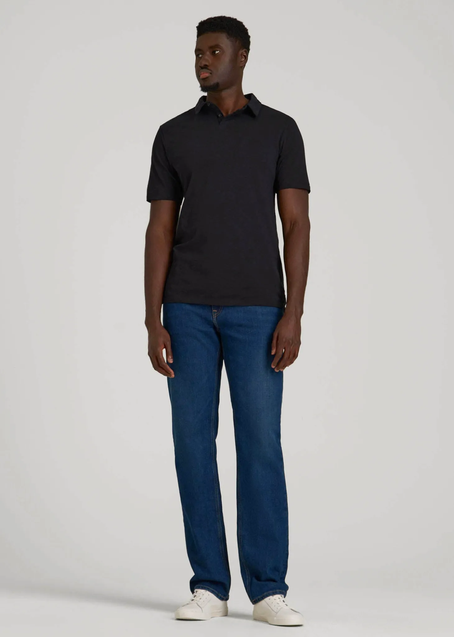 Slub Self Collar Polo Shirt for Tall Men