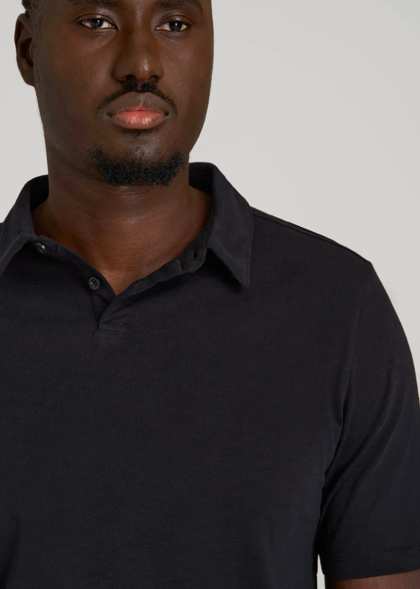Slub Self Collar Polo Shirt for Tall Men