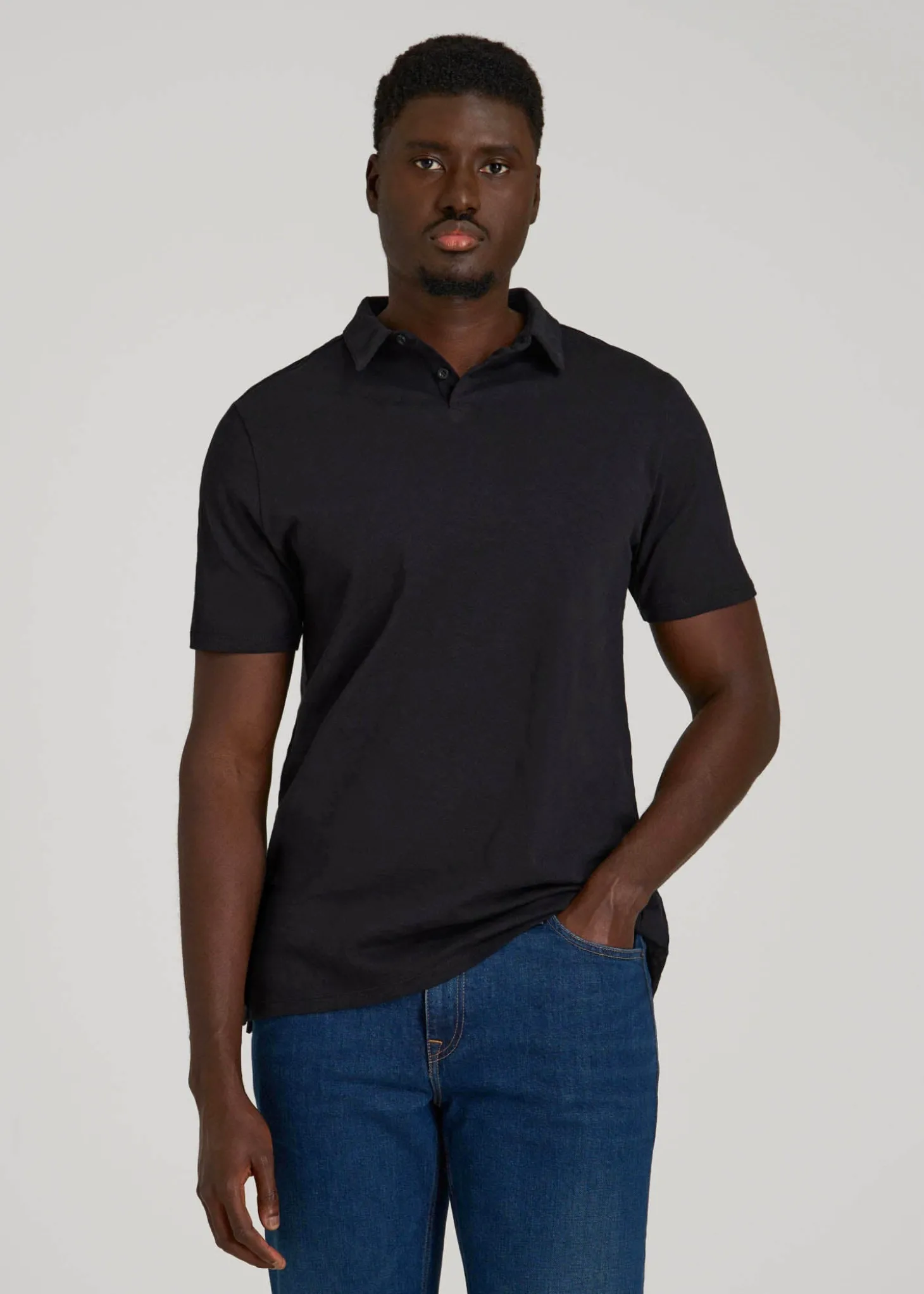 Slub Self Collar Polo Shirt for Tall Men