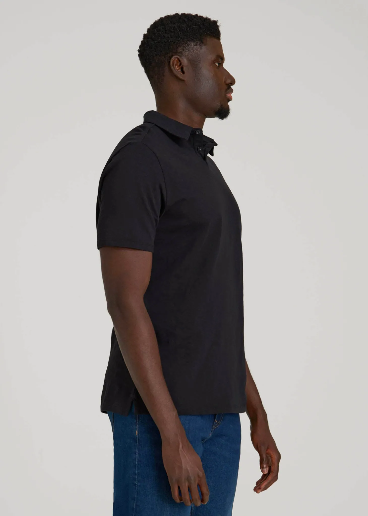 Slub Self Collar Polo Shirt for Tall Men